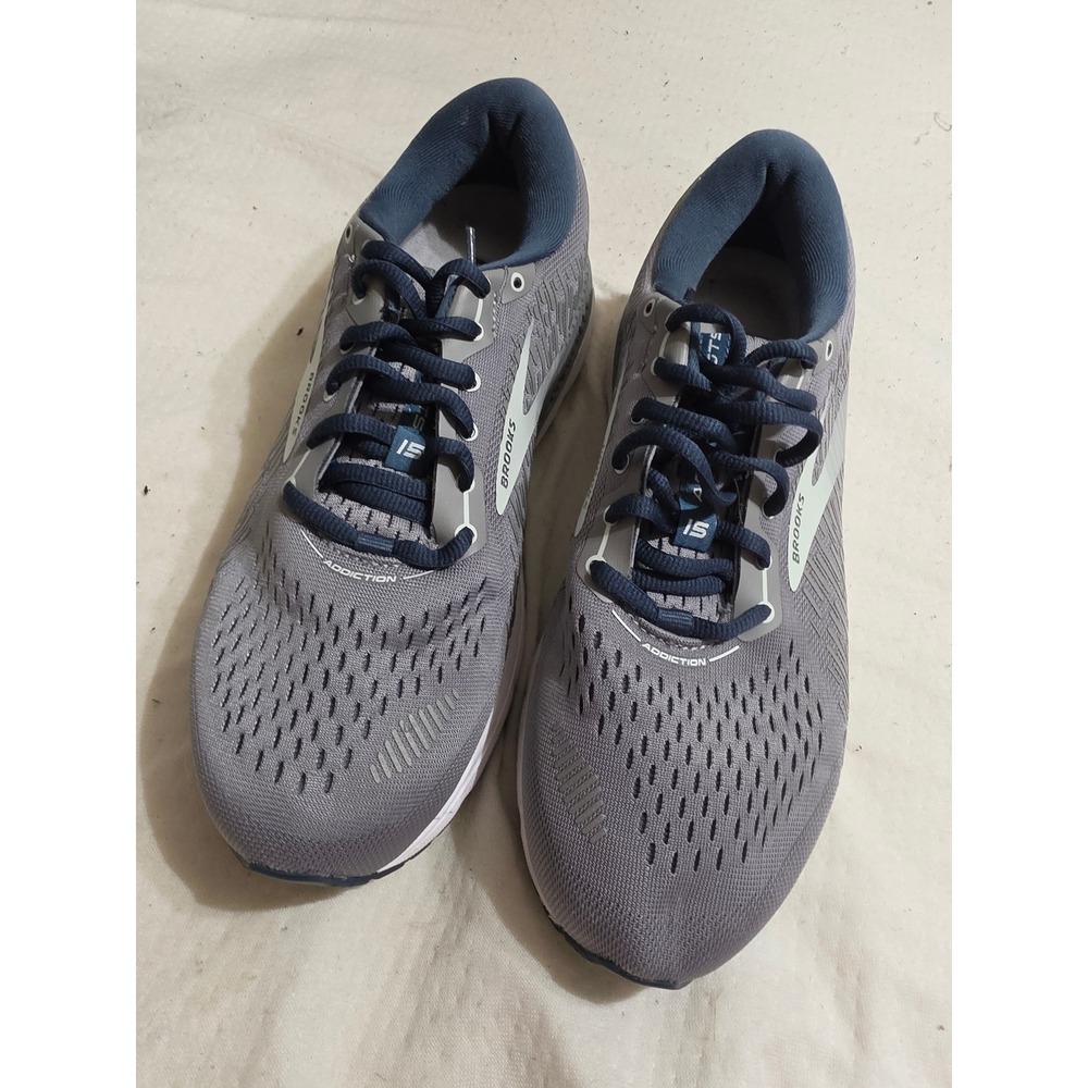 Brooks Addiction GTS 15 Mens Running Shoes Grey Navy Wide D 1203521D099 Size 9.5